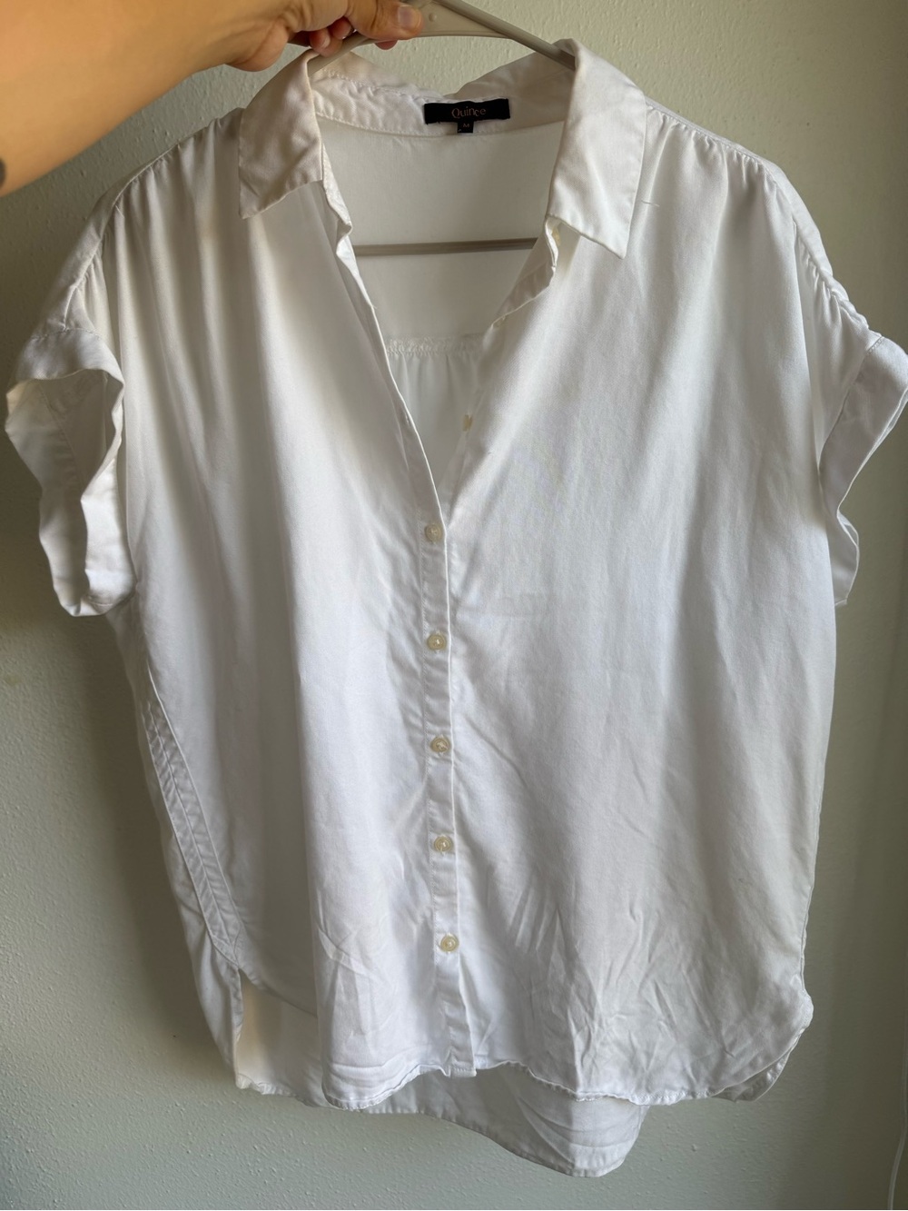 Quince White 100% TENCEL Lyocell Vintage Wash Camp Shirt Medium